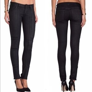Citizens of Humanity Logan Moto Skinny Black Coated Jeans 28